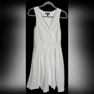 Lands' End White Linen Sleeveless Dress